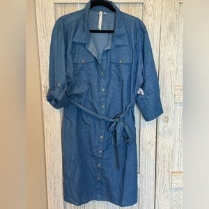 NY Collection Denim Dress 3X. Sides are different material see last pic